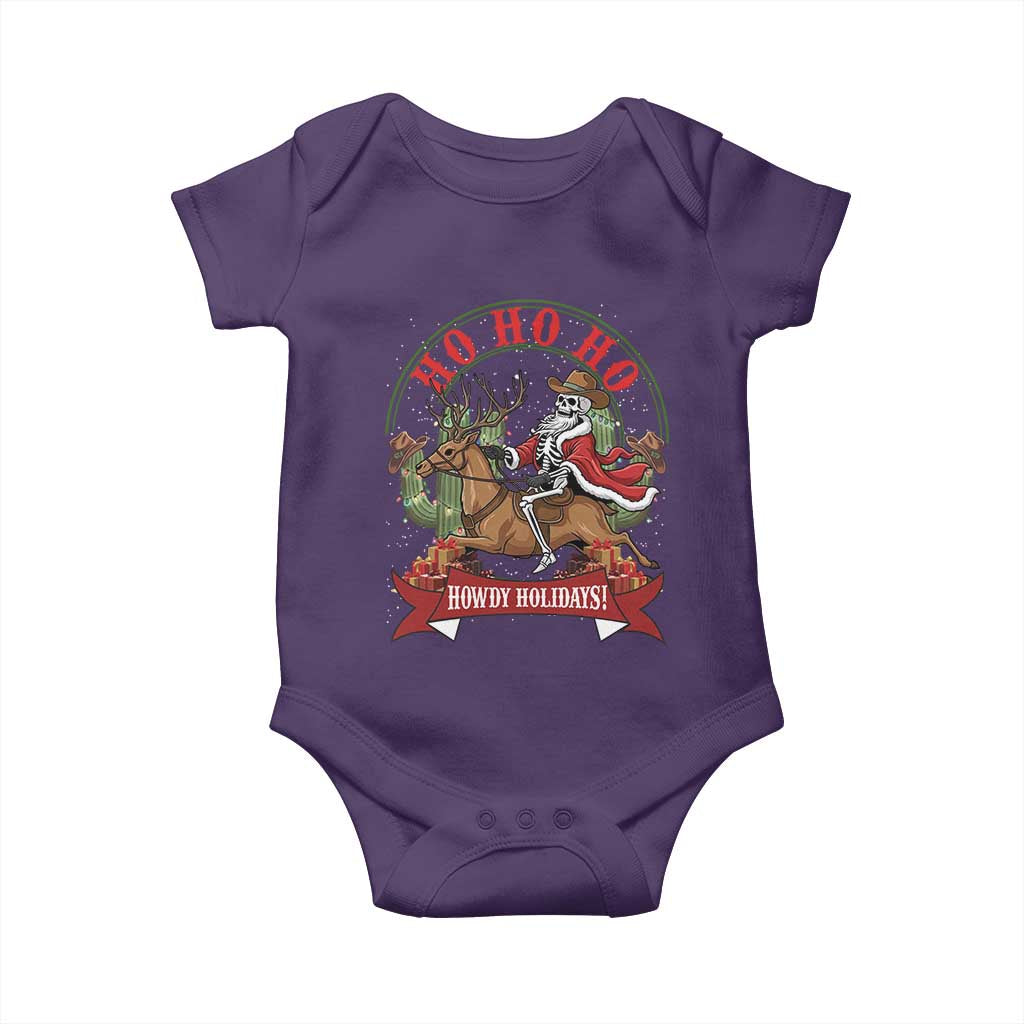 Funny Western Skeleton Cowboy Christmas Baby Onesie Howdy Holidays - Wonder Print Shop