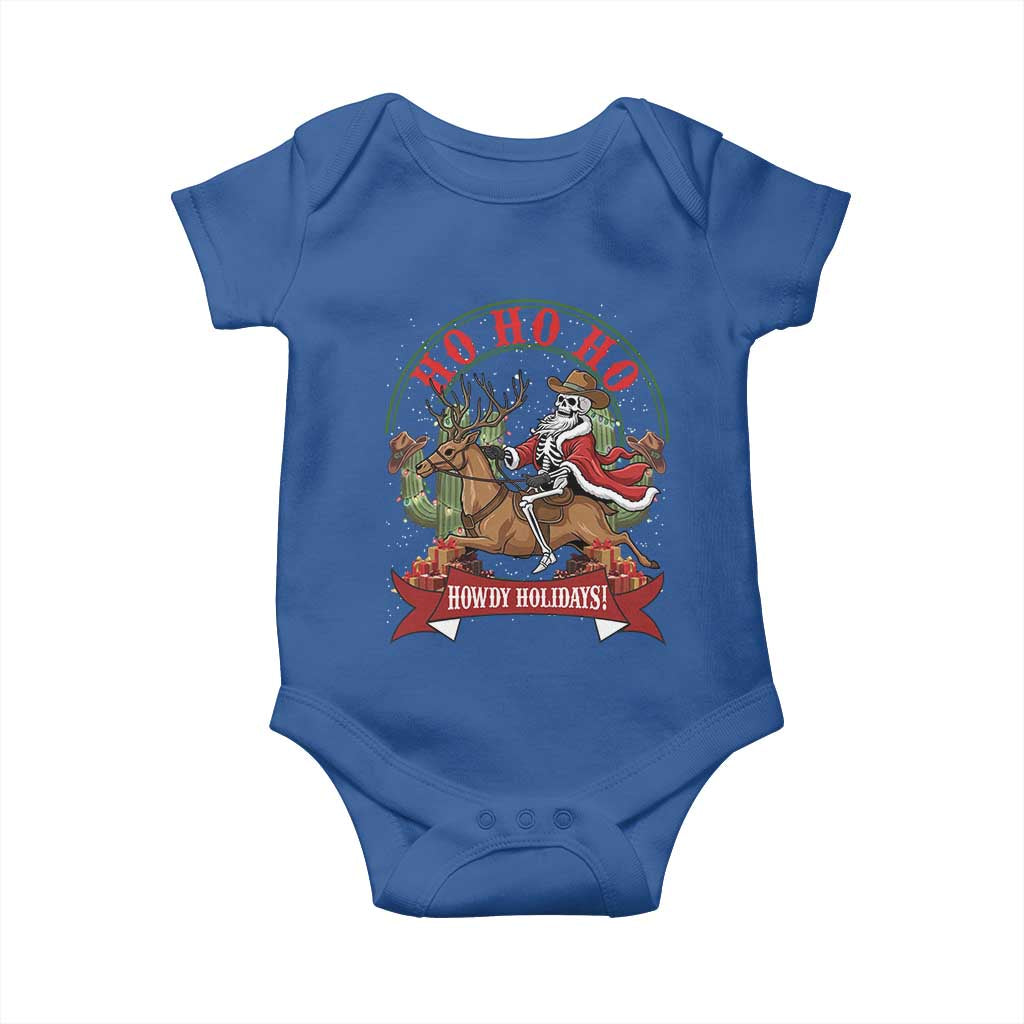 Funny Western Skeleton Cowboy Christmas Baby Onesie Howdy Holidays - Wonder Print Shop