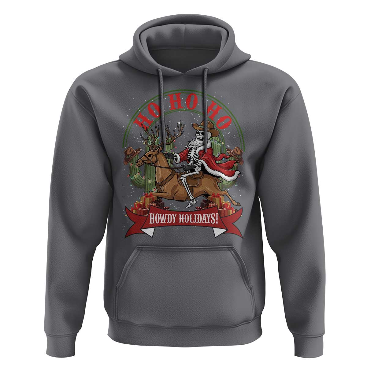 Funny Western Skeleton Cowboy Christmas Hoodie Howdy Holidays - Wonder Print Shop