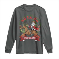 Funny Western Skeleton Cowboy Christmas Long Sleeve Shirt Howdy Holidays - Wonder Print Shop
