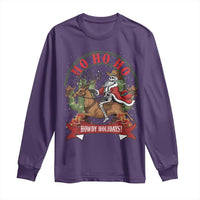 Funny Western Skeleton Cowboy Christmas Long Sleeve Shirt Howdy Holidays - Wonder Print Shop