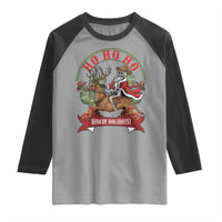 Funny Western Skeleton Cowboy Christmas Raglan Shirt Howdy Holidays - Wonder Print Shop