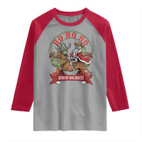 Funny Western Skeleton Cowboy Christmas Raglan Shirt Howdy Holidays - Wonder Print Shop