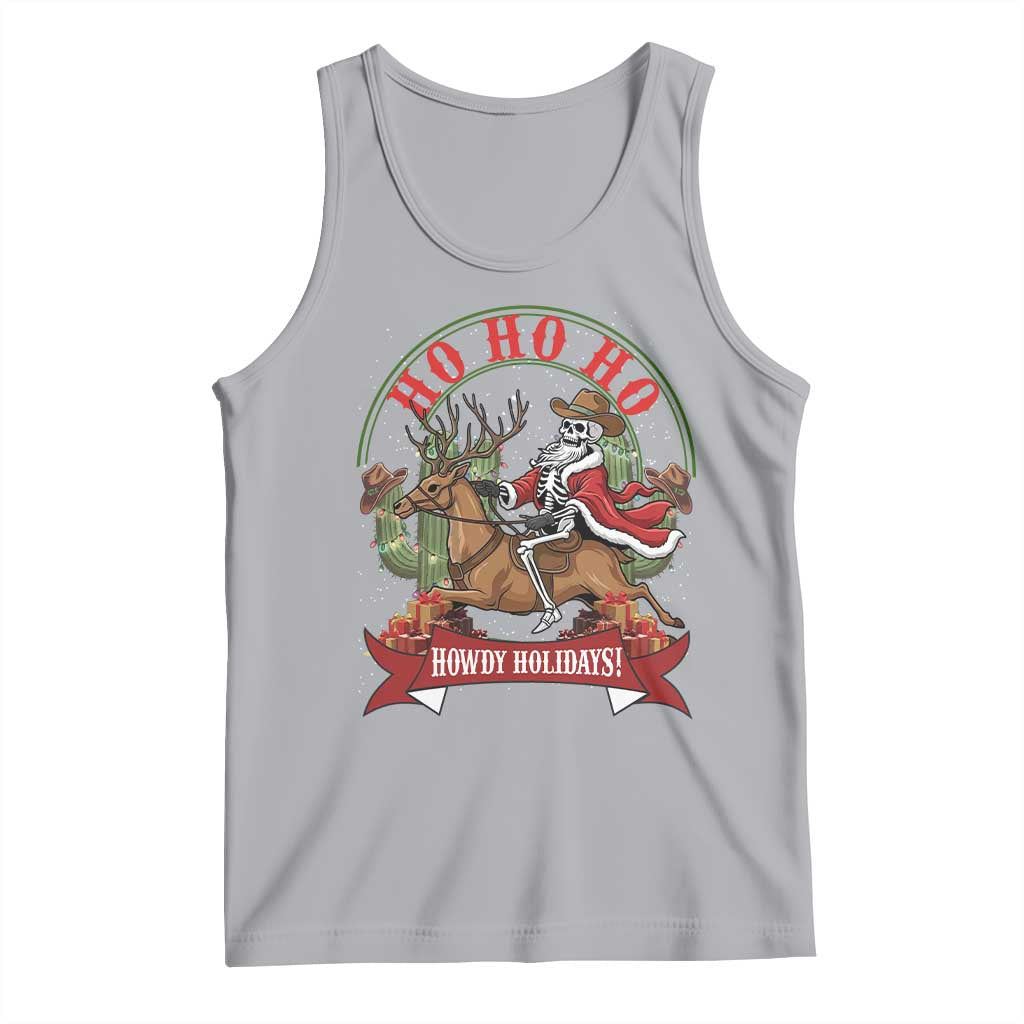 Funny Western Skeleton Cowboy Christmas Tank Top Howdy Holidays - Wonder Print Shop