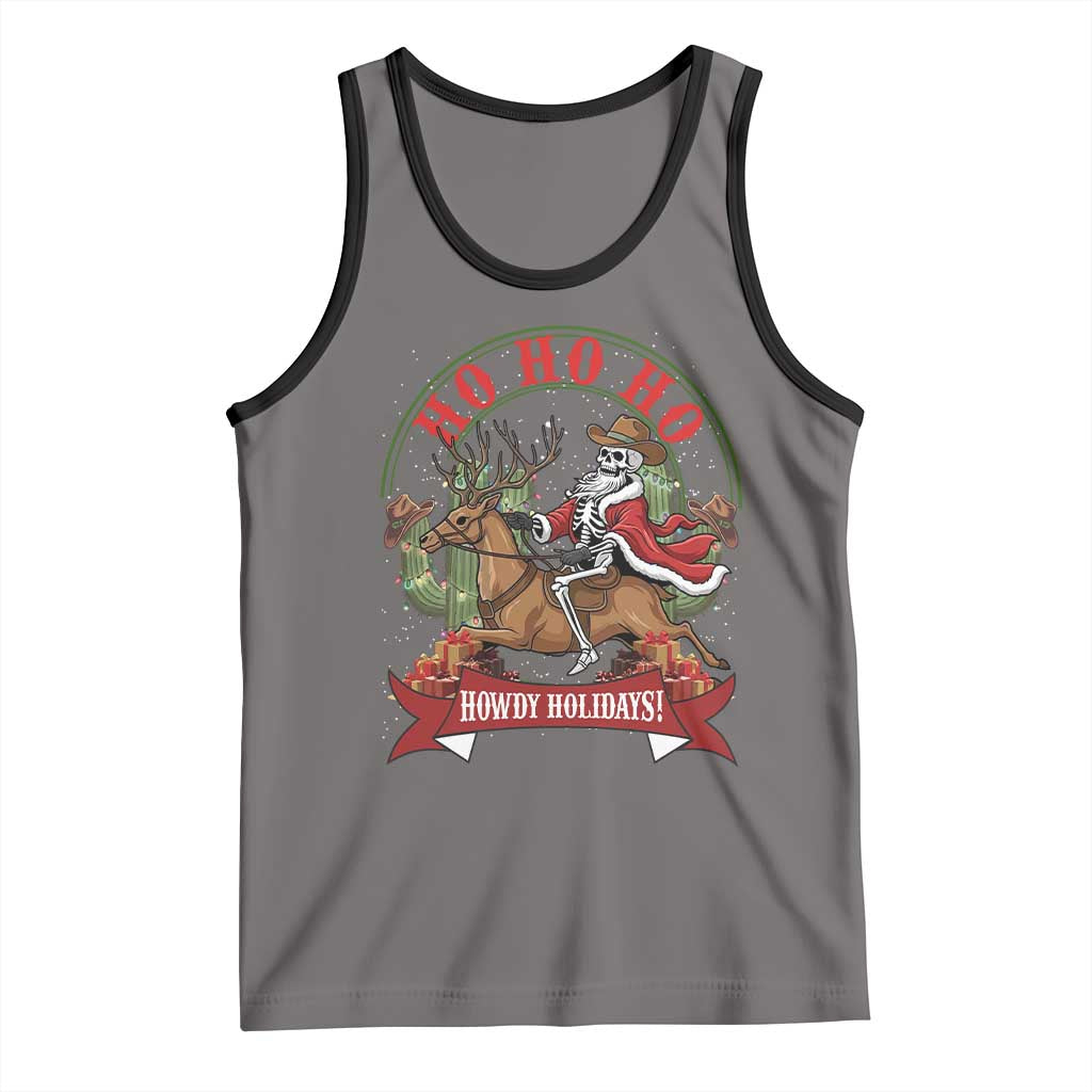 Funny Western Skeleton Cowboy Christmas Tank Top Howdy Holidays - Wonder Print Shop