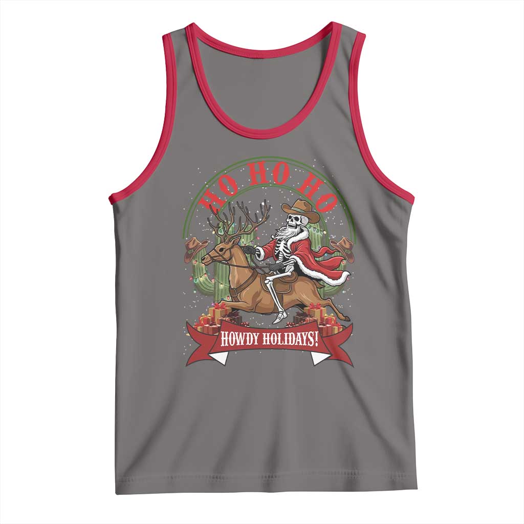 Funny Western Skeleton Cowboy Christmas Tank Top Howdy Holidays - Wonder Print Shop