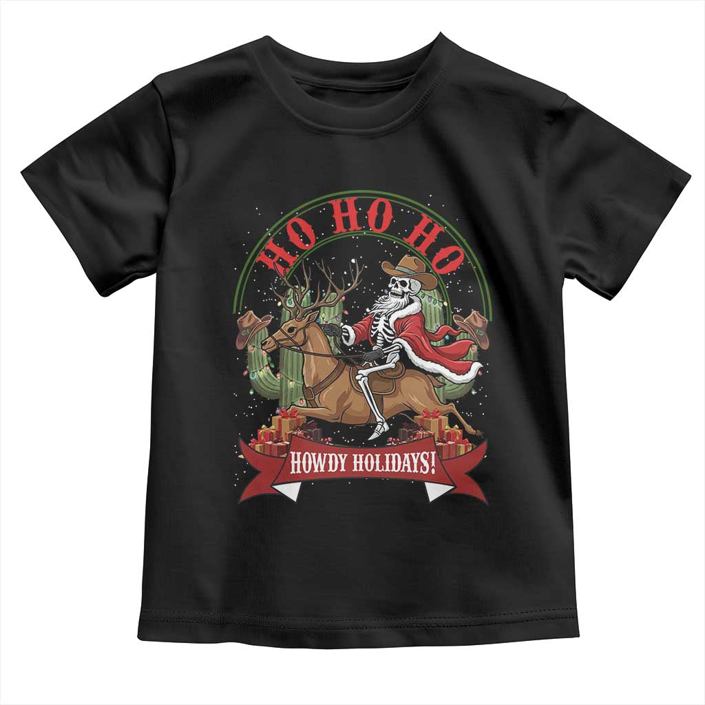 Funny Western Skeleton Cowboy Christmas Toddler T Shirt Howdy Holidays - Wonder Print Shop
