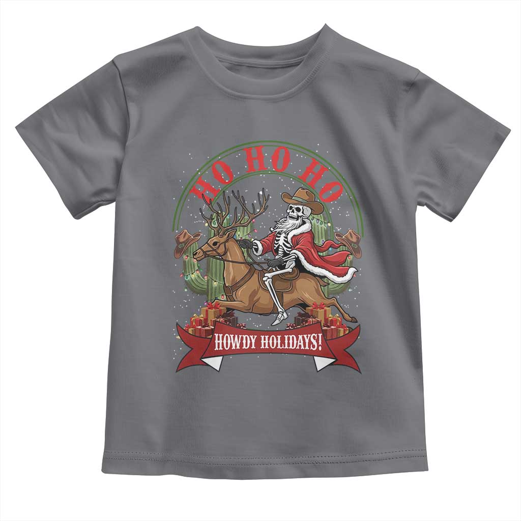 Funny Western Skeleton Cowboy Christmas Toddler T Shirt Howdy Holidays - Wonder Print Shop
