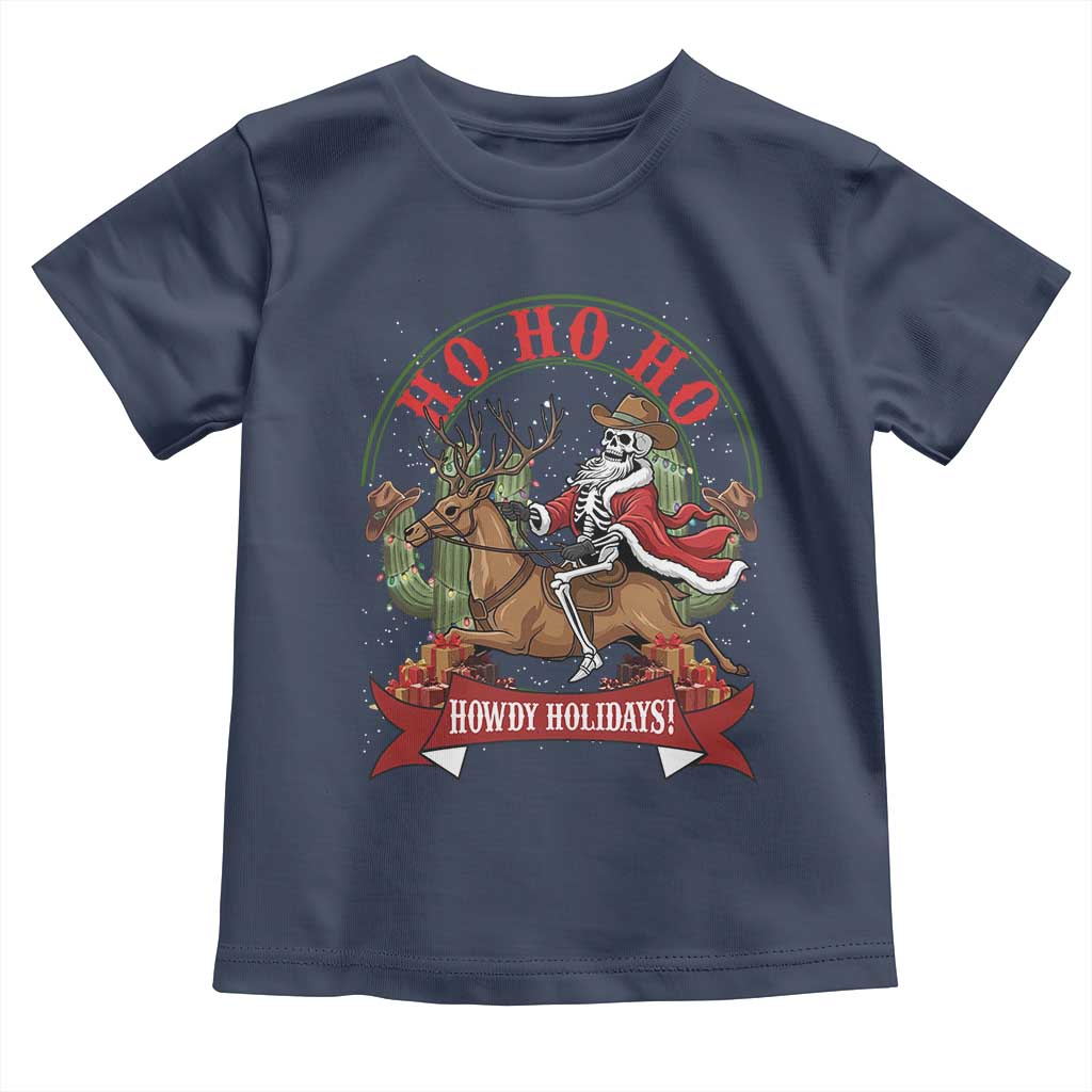 Funny Western Skeleton Cowboy Christmas Toddler T Shirt Howdy Holidays - Wonder Print Shop
