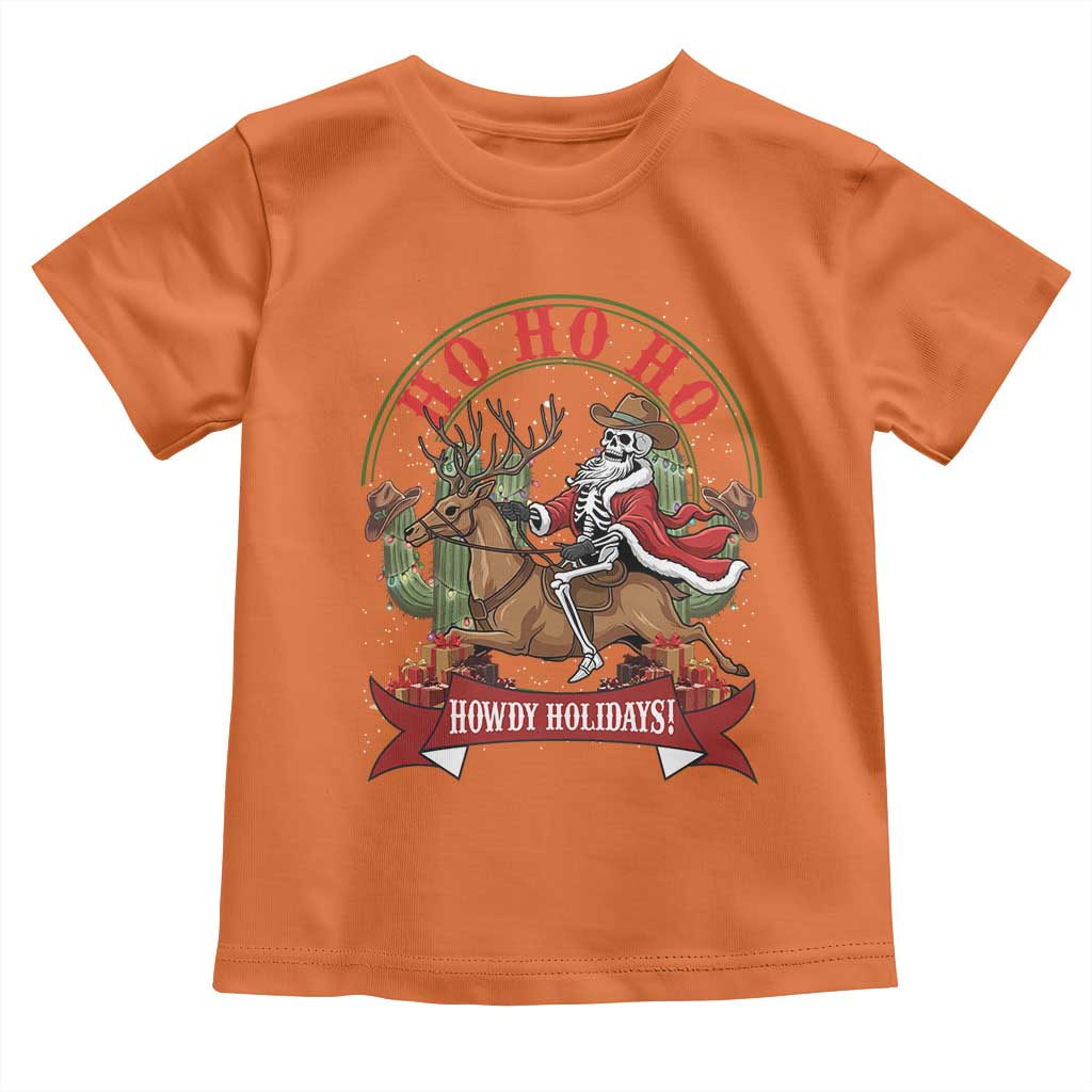 Funny Western Skeleton Cowboy Christmas Toddler T Shirt Howdy Holidays - Wonder Print Shop