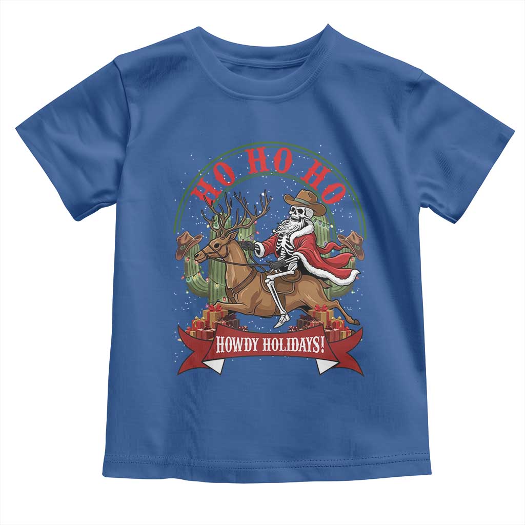 Funny Western Skeleton Cowboy Christmas Toddler T Shirt Howdy Holidays - Wonder Print Shop