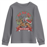 Funny Western Skeleton Cowboy Christmas Youth Sweatshirt Howdy Holidays - Wonder Print Shop