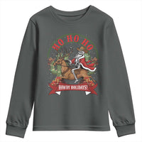 Funny Western Skeleton Cowboy Christmas Youth Sweatshirt Howdy Holidays - Wonder Print Shop