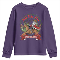 Funny Western Skeleton Cowboy Christmas Youth Sweatshirt Howdy Holidays - Wonder Print Shop
