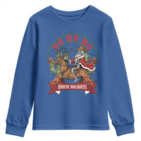 Funny Western Skeleton Cowboy Christmas Youth Sweatshirt Howdy Holidays - Wonder Print Shop
