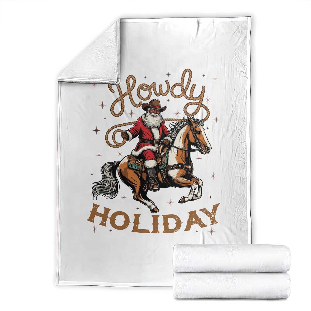 Black Santa Howdy Western Cowboy Throw Blanket Christmas Gift - Wonder Print Shop