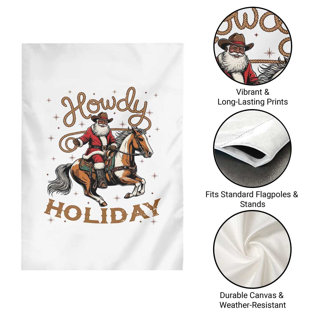 Black Santa Howdy Western Cowboy Garden Flag Christmas Gift - Wonder Print Shop