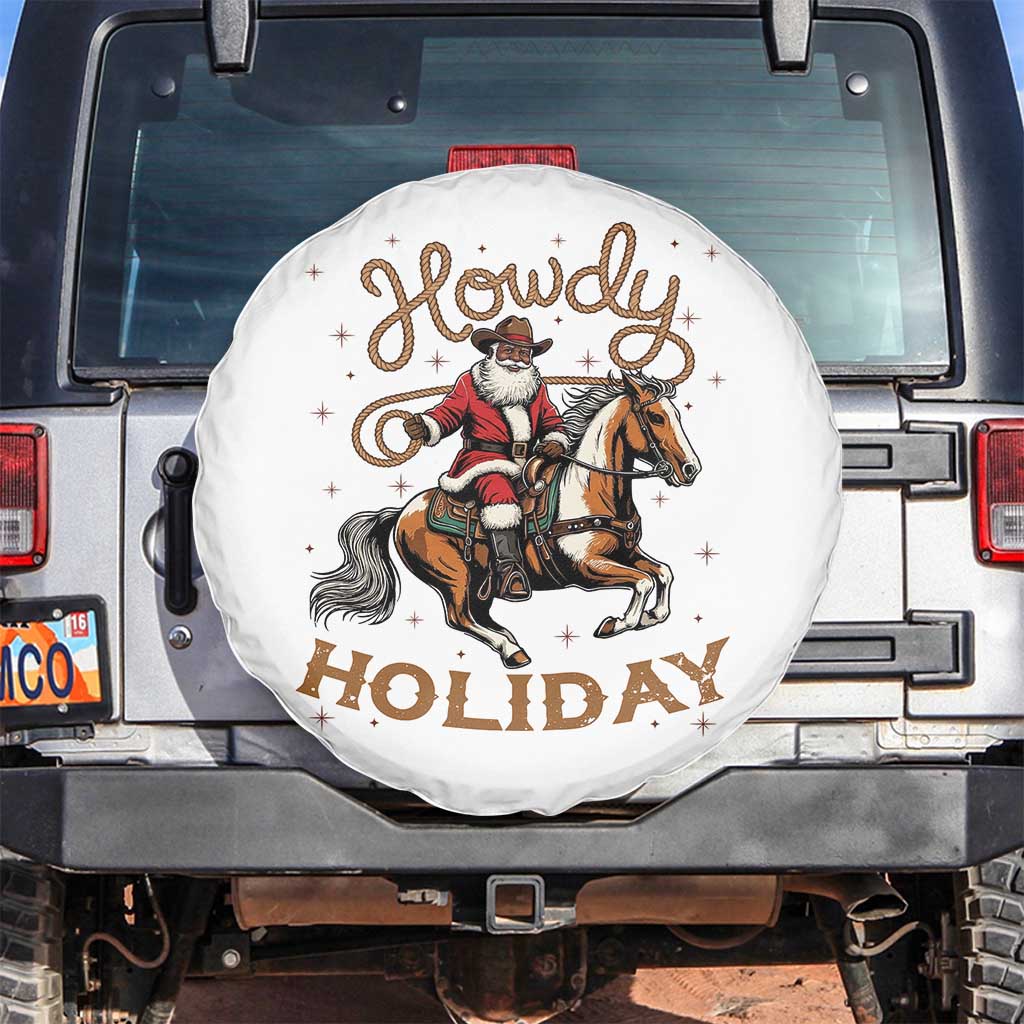 Black Santa Howdy Western Cowboy Spare Tire Cover Christmas Gift - Wonder Print Shop