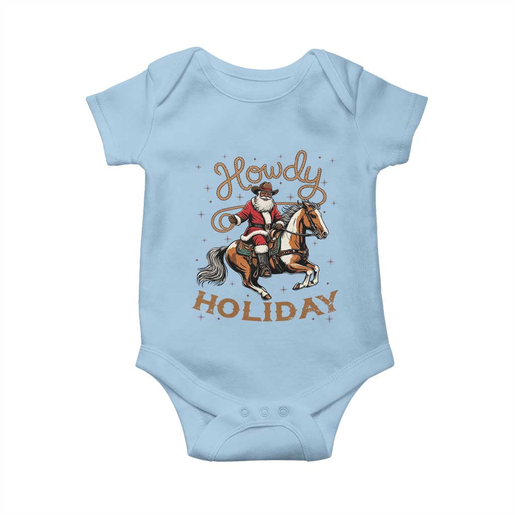 Black Santa Howdy Western Cowboy Baby Onesie Christmas Gift - Wonder Print Shop