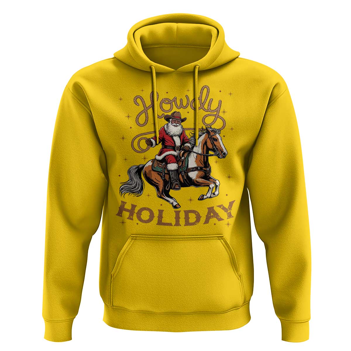 Black Santa Howdy Western Cowboy Hoodie Christmas Gift - Wonder Print Shop