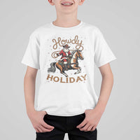 Black Santa Howdy Western Cowboy T Shirt For Kid Christmas Gift - Wonder Print Shop