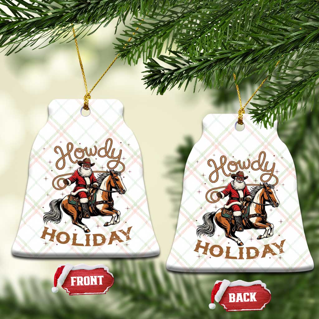 Black Santa Howdy Western Cowboy Ceramic Ornament Christmas Gift - Wonder Print Shop