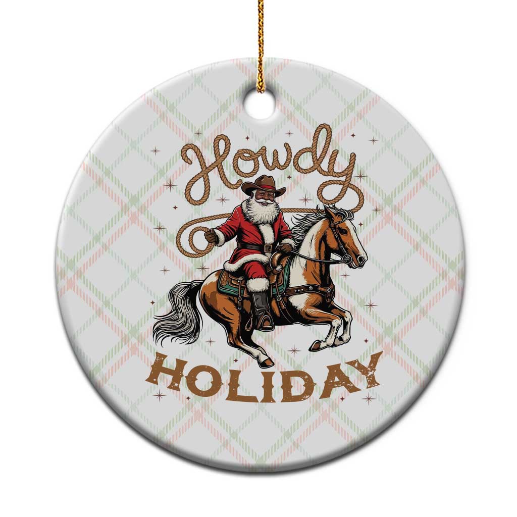 Black Santa Howdy Western Cowboy Ceramic Ornament Christmas Gift - Wonder Print Shop