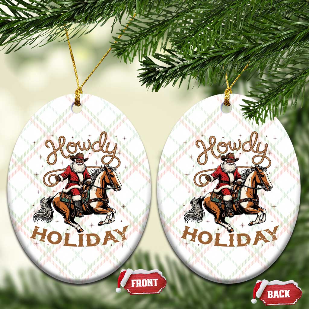 Black Santa Howdy Western Cowboy Ceramic Ornament Christmas Gift - Wonder Print Shop