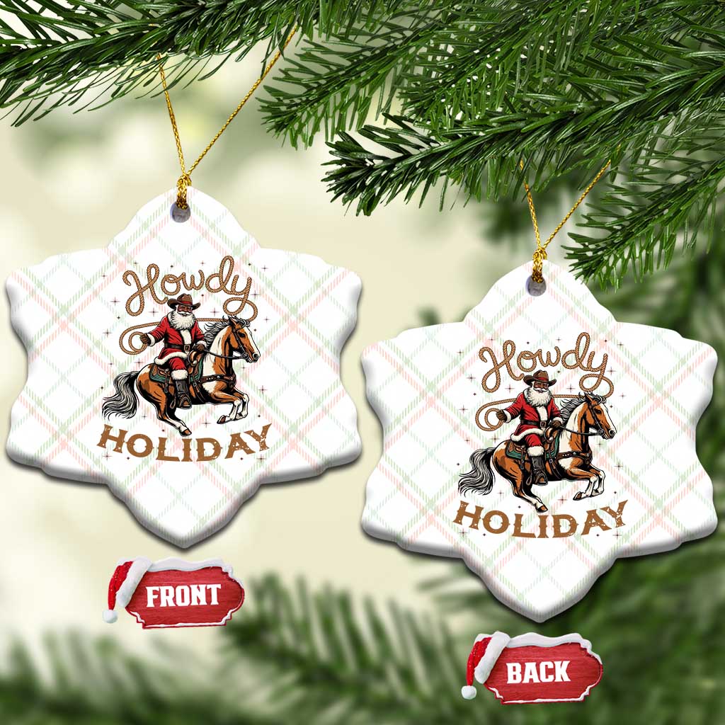 Black Santa Howdy Western Cowboy Ceramic Ornament Christmas Gift - Wonder Print Shop