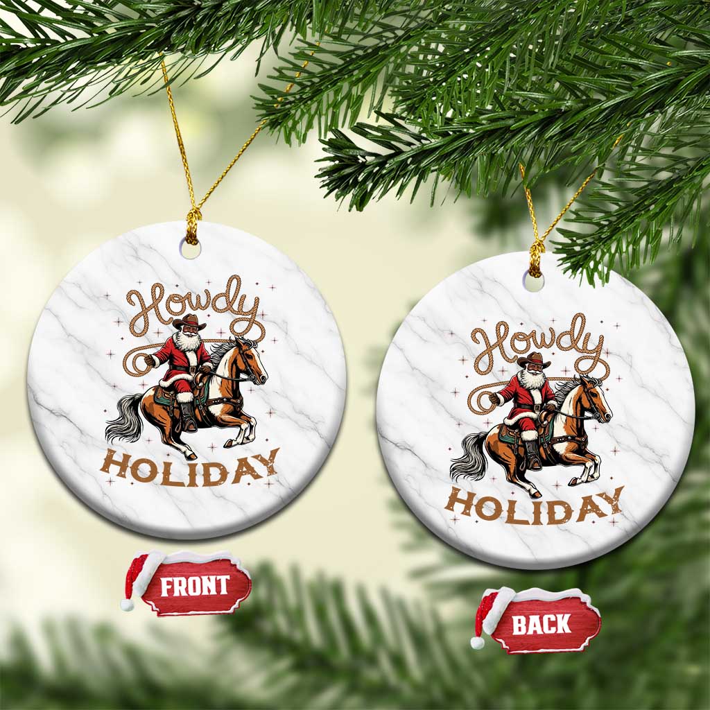 Black Santa Howdy Western Cowboy Ceramic Ornament Christmas Gift - Wonder Print Shop