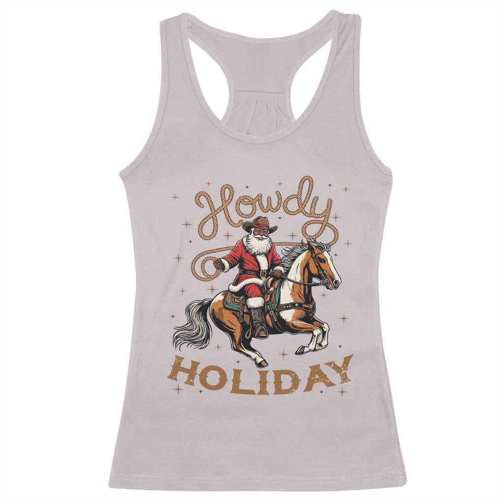 Black Santa Howdy Western Cowboy Racerback Tank Top Christmas Gift - Wonder Print Shop