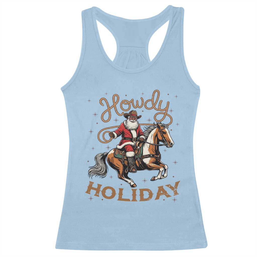 Black Santa Howdy Western Cowboy Racerback Tank Top Christmas Gift - Wonder Print Shop
