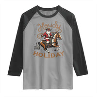 Black Santa Howdy Western Cowboy Raglan Shirt Christmas Gift - Wonder Print Shop