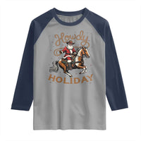 Black Santa Howdy Western Cowboy Raglan Shirt Christmas Gift - Wonder Print Shop