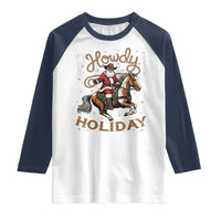 Black Santa Howdy Western Cowboy Raglan Shirt Christmas Gift - Wonder Print Shop