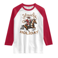 Black Santa Howdy Western Cowboy Raglan Shirt Christmas Gift - Wonder Print Shop
