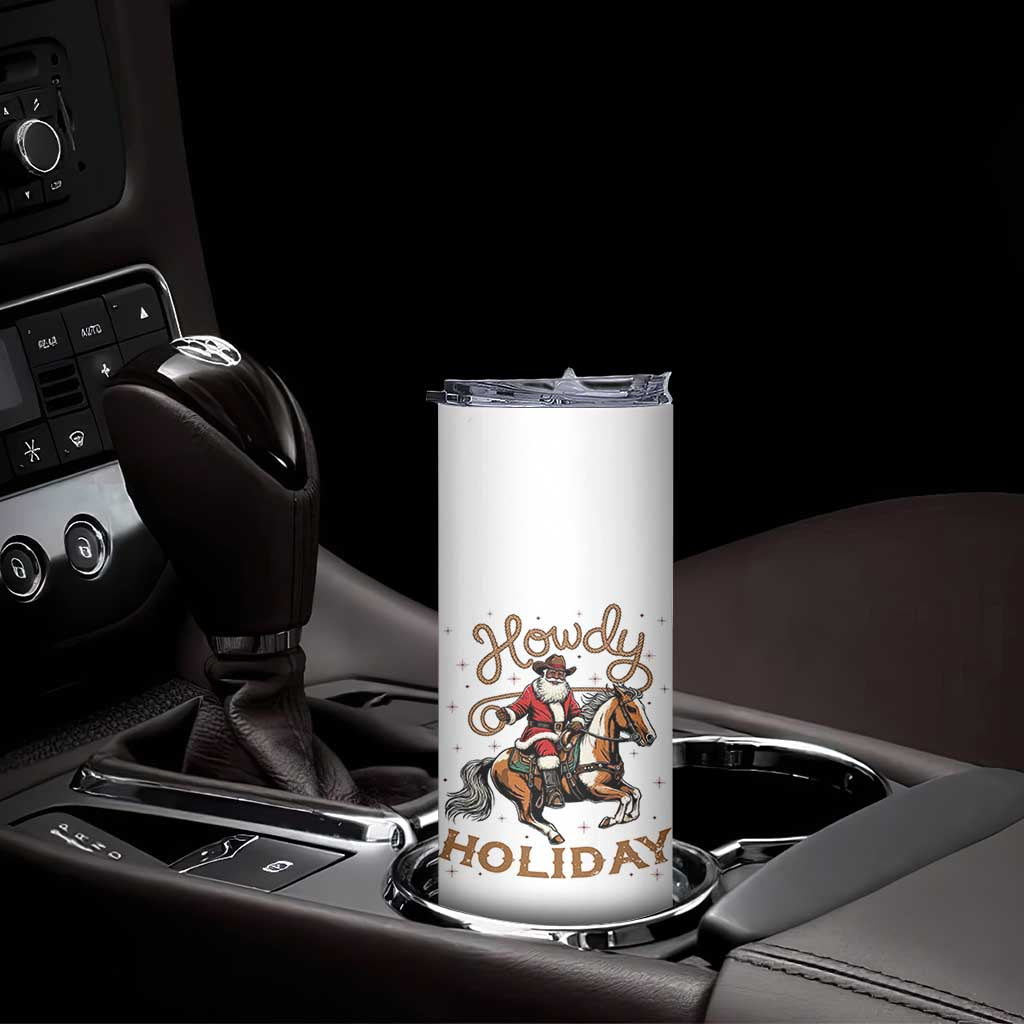 Black Santa Howdy Western Cowboy Skinny Tumbler Christmas Gift - Wonder Print Shop