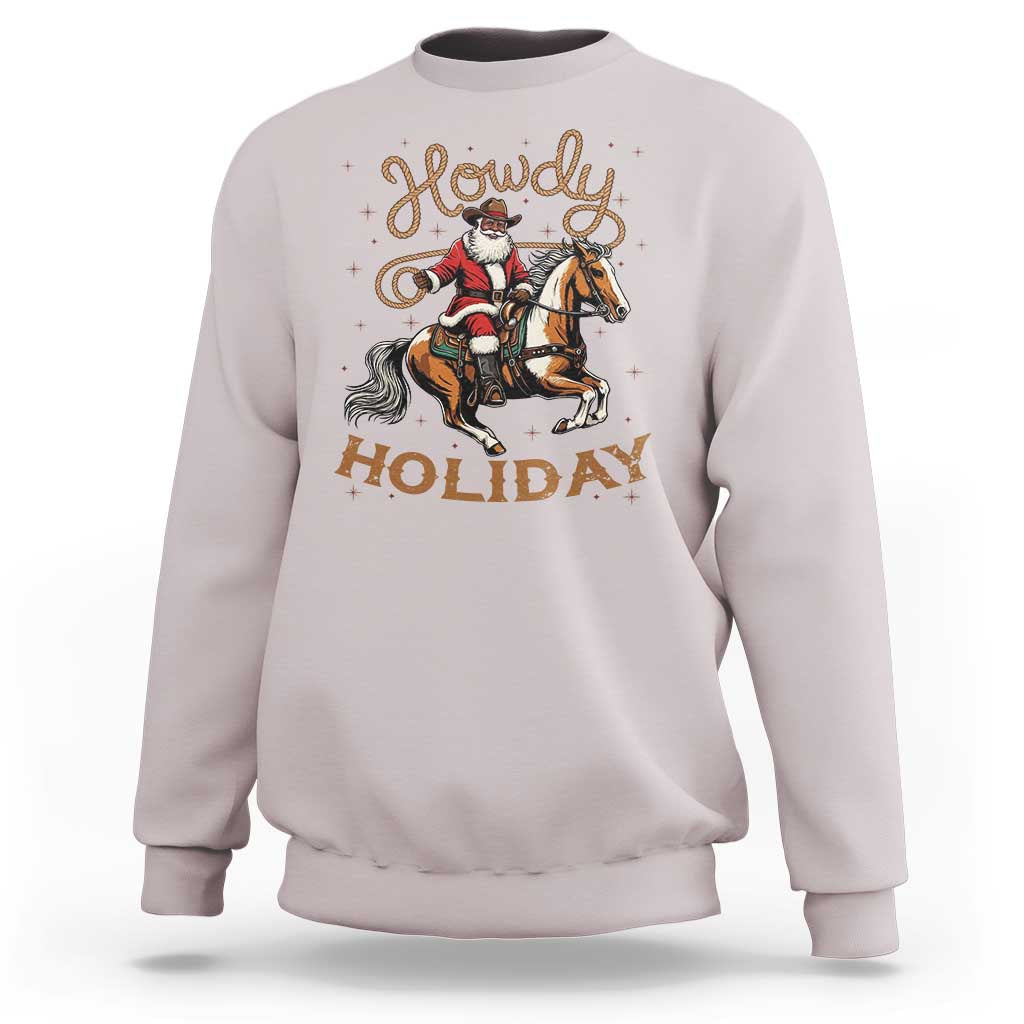 Black Santa Howdy Western Cowboy Sweatshirt Christmas Gift - Wonder Print Shop