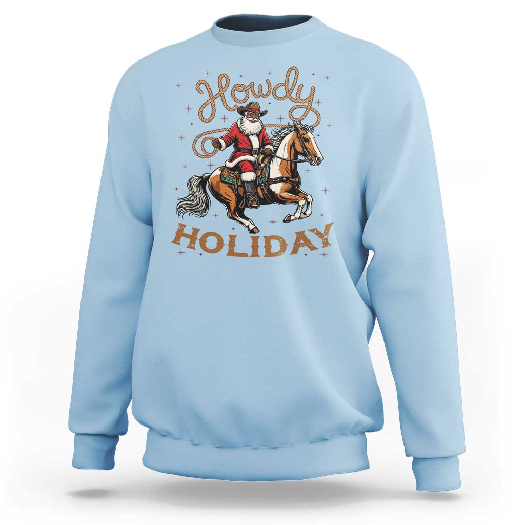Black Santa Howdy Western Cowboy Sweatshirt Christmas Gift - Wonder Print Shop