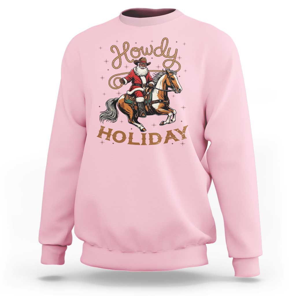 Black Santa Howdy Western Cowboy Sweatshirt Christmas Gift - Wonder Print Shop