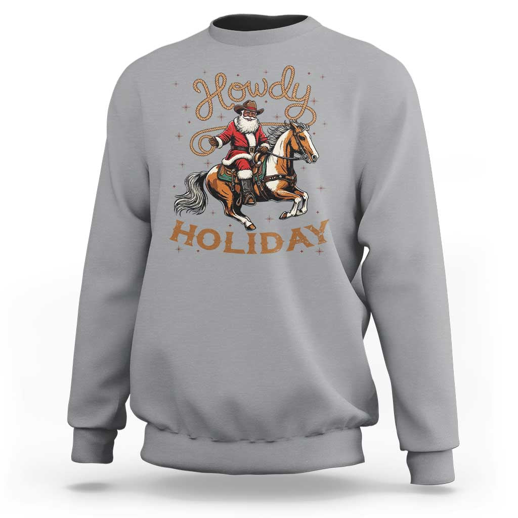 Black Santa Howdy Western Cowboy Sweatshirt Christmas Gift - Wonder Print Shop