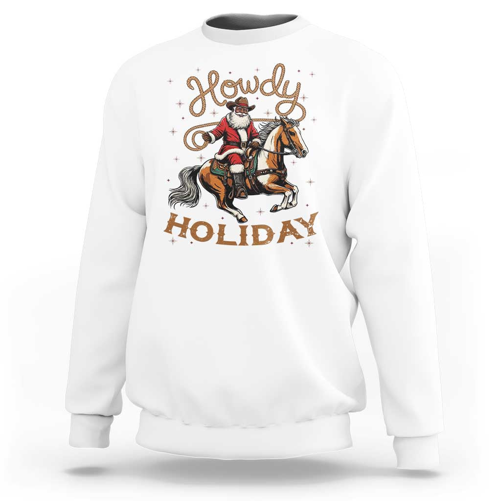 Black Santa Howdy Western Cowboy Sweatshirt Christmas Gift - Wonder Print Shop