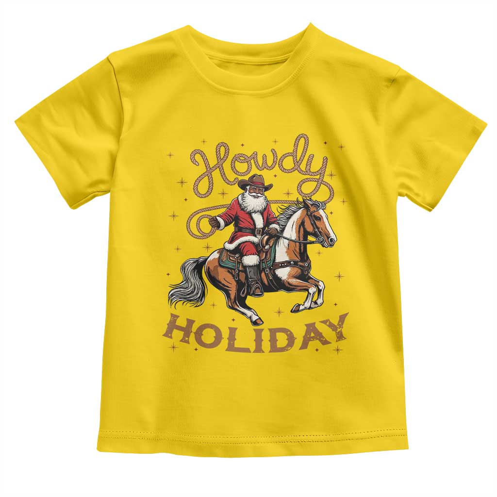 Black Santa Howdy Western Cowboy Toddler T Shirt Christmas Gift - Wonder Print Shop