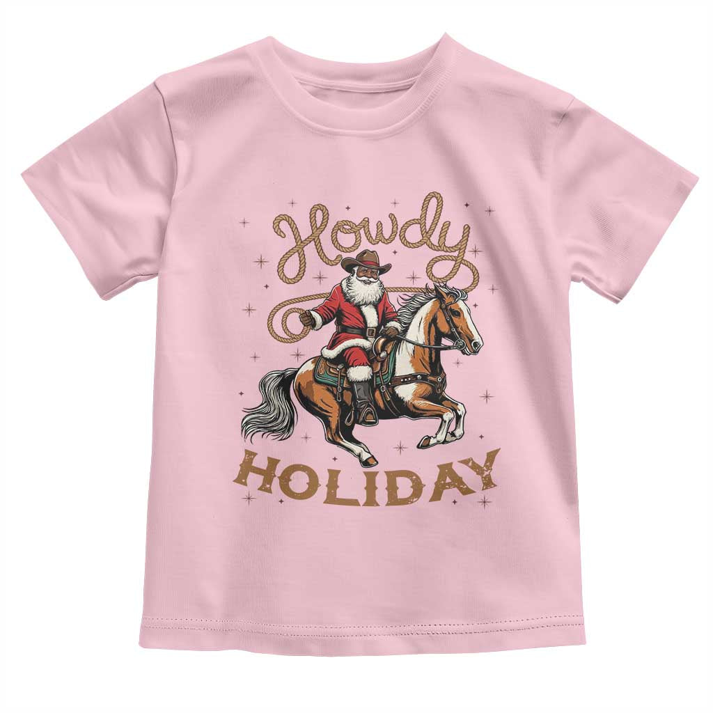 Black Santa Howdy Western Cowboy Toddler T Shirt Christmas Gift - Wonder Print Shop