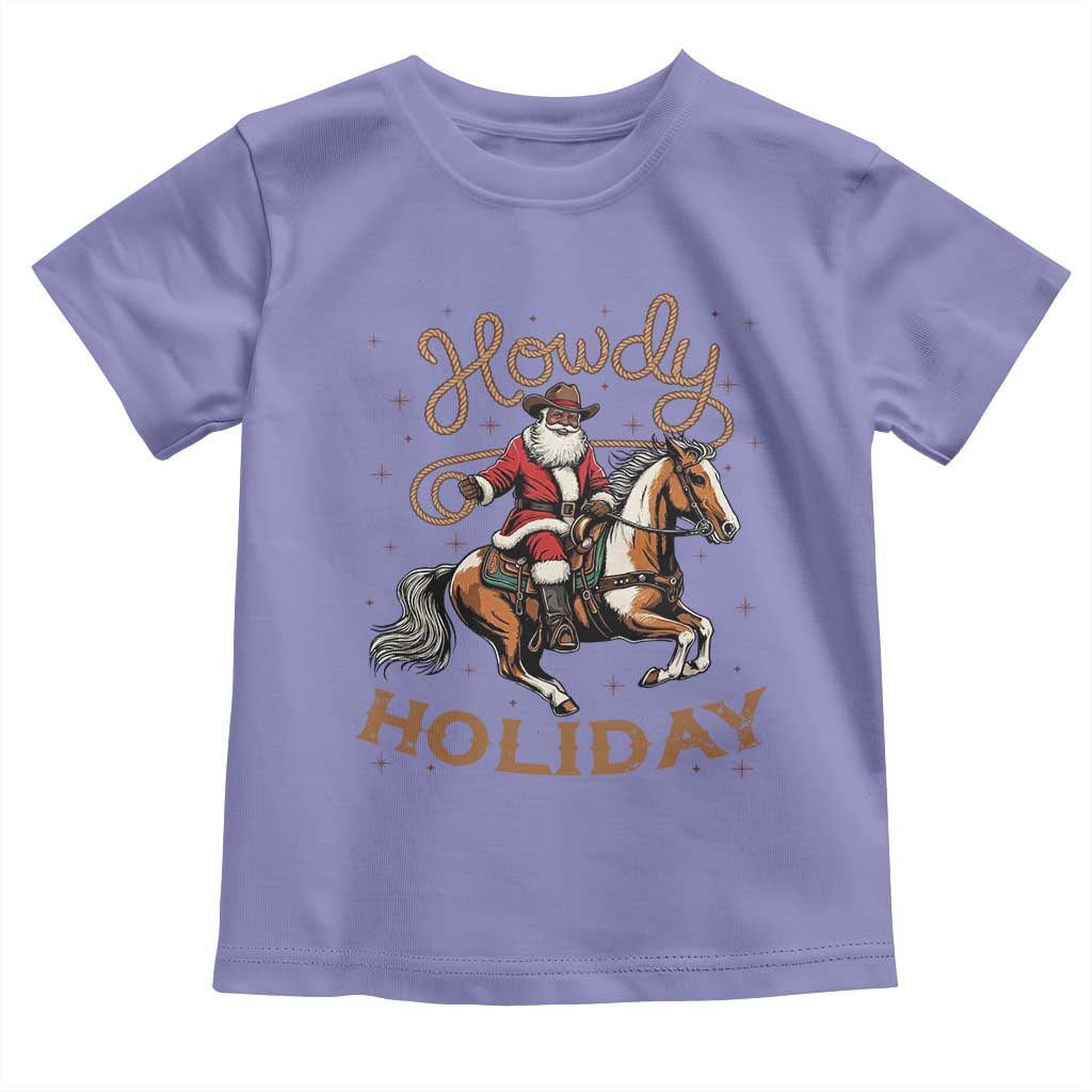 Black Santa Howdy Western Cowboy Toddler T Shirt Christmas Gift - Wonder Print Shop