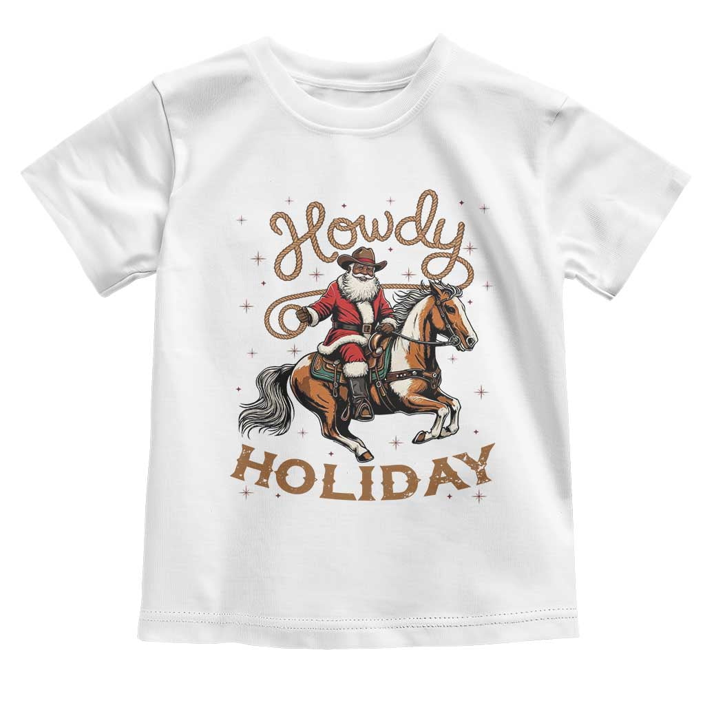 Black Santa Howdy Western Cowboy Toddler T Shirt Christmas Gift - Wonder Print Shop