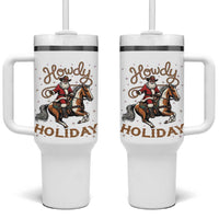 Black Santa Howdy Western Cowboy Tumbler With Handle Christmas Gift - Wonder Print Shop