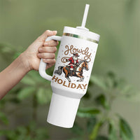 Black Santa Howdy Western Cowboy Tumbler With Handle Christmas Gift - Wonder Print Shop