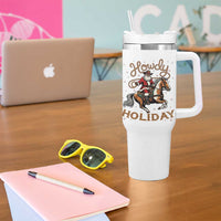 Black Santa Howdy Western Cowboy Tumbler With Handle Christmas Gift - Wonder Print Shop