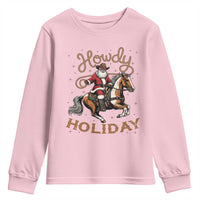 Black Santa Howdy Western Cowboy Youth Sweatshirt Christmas Gift - Wonder Print Shop